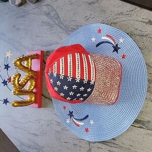 Baseball hat USA stars and stripes WOMEN'S bling hat adjustable